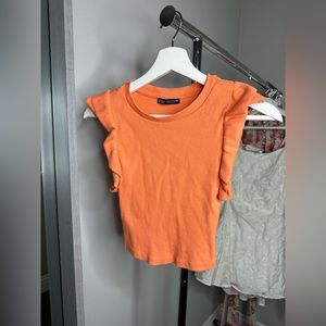ZARA orange ruffled top